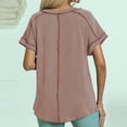 thumbnail image 5 of Women's Casual Summer T Shirts Cotton Short Sleeve V Neck Tops Tshirts Khaki XL, 5 of 5