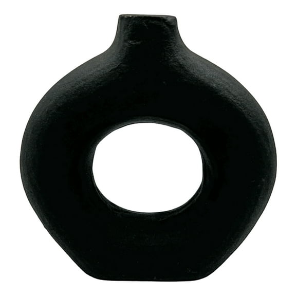 Bergamo Art 8 Inch Tall Decorative Handmade Aluminum Modern Flower Vase in Black