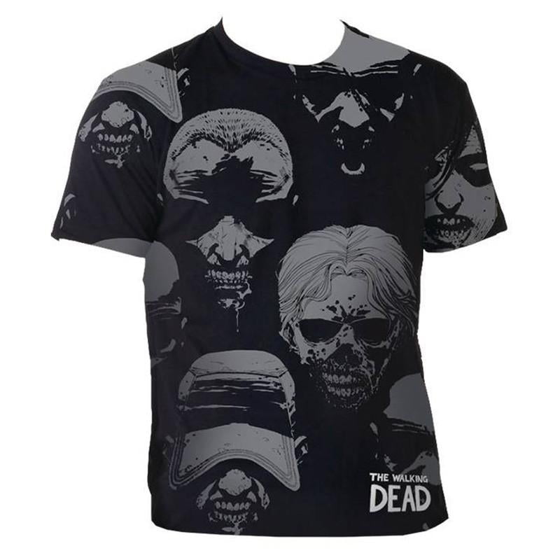 Walking Dead Zombie Face Tee Shirt Black