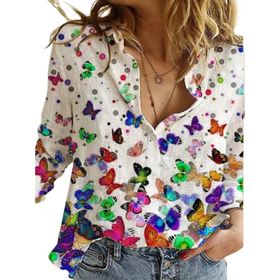 Elegant Women's Shirt Casual Long-Sleeved Blouse Temperament