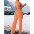thumbnail image 2 of Women’s Orange Ribbed 2‑Piece Set – Crop Top & High‑Waisted Work Pants, Summer Streetwear, 2 of 9
