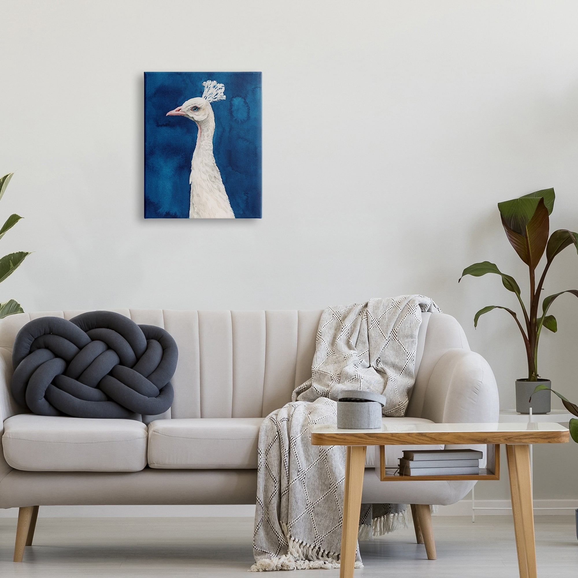 Stupell Industries Gorgeous Royal Blue White Feathers Peacock Portrait , 16 x 20, Design by Grace Popp