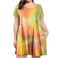 thumbnail image 2 of Leutsin Robe d'Été pour Femmes Grande Taille à Col Rond Imprimé avec Bretelles à Franges à Manches Courtes, 2 of 6
