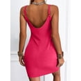 thumbnail image 3 of Langwyqu Spaghetti Strap Women Solid Slim Fit Mini Bandage Dress With Pocket, 3 of 4