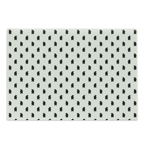 Animal Cutting Board, Bear Silhouettes on Cream Background Abstract Simplistic Style Pattern Print, Decorative Tempered Glass Cutting and Serving Board, Large Size, Cream and Black, by Ambesonne
