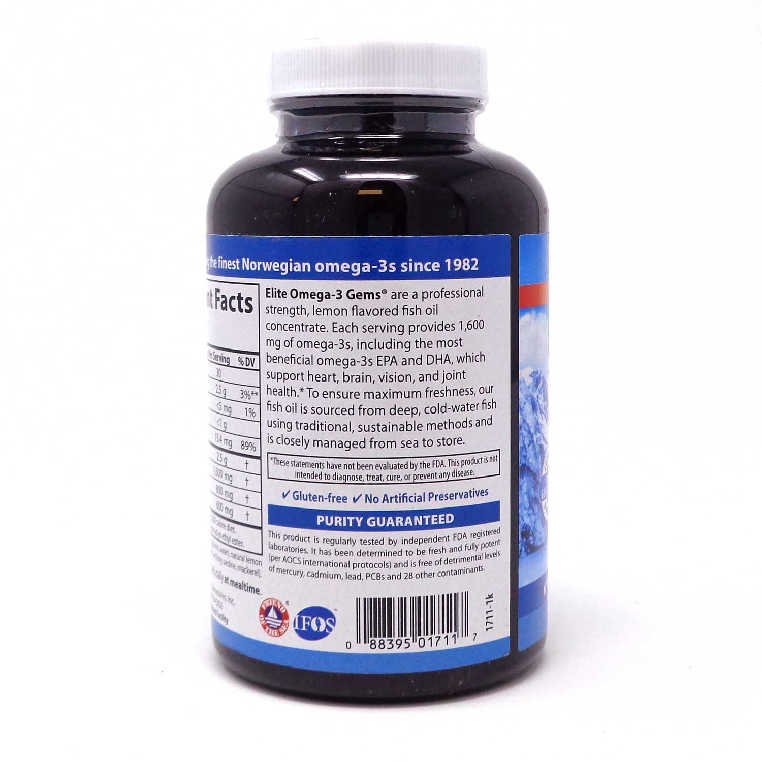 Carlson Wild Caught Elite Omega-3 1600mg Lemon Flavor- 90 Softgels