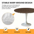 thumbnail image 2 of Elastic Fitted Round Tablecloth, Dark Brown Rattan Waterproof Stretch Table Cover for 36"-44" Tables, Vintage Abstract Wicker Texture Washable Outdoor Tablecloths for Patio, Picnic, Camping, 2 of 9