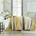 thumbnail image 2 of Y-PLWOMEN 100% Cotton Quilt King Size - Yellow Striped Lightweight Quilt, Floral Quilted Bedspread Lightweight Comforter Set, Soft Bed Spread for King Bed with Pillow Shams, 2 of 6