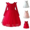 thumbnail image 5 of Atogsazn Kids Girl Wedding Dress Children's Lace Long Sleeve Mesh Dresses Birthsday Clothes Outfits C-Pink 6-9 Months, 5 of 5