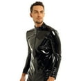 thumbnail image 6 of Men Sexy Leather Shirt, Plus Size S-7XL, Glossy PVC Leather, Full Zipper, Shiny Latex Long Sleeve Coat for Male, 6 of 7