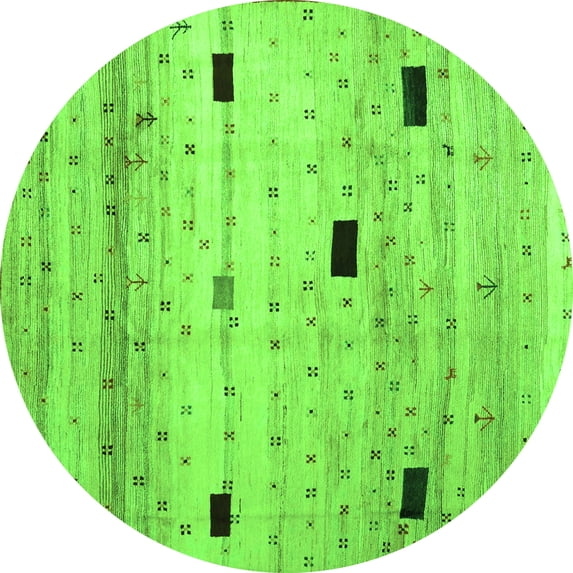 Ahgly Company Indoor Round Abstract Green Contemporary Area Rugs, 3' Round