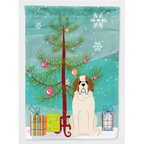 Carolines Treasures BB4160GF Merry Christmas Tree Saint Bernard Flag Garden Size