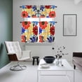 thumbnail image 5 of Vitality Flowers Kitchen Curtains Valances and Tiers Set of 3 Vintage Red Yellow Blue Floral Nature Tier Curtains and Valance with Rod Pocket for Small Windows, 27.5"x24", 5 of 9