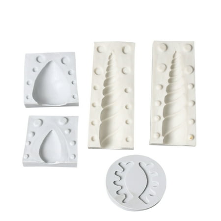Mold Animal - 5 Pcs Horn Ears and Eyes Set Birthday DIY Cake Toppers Decorating Mold Animal Silicone Fondant Chocolates Candy Gumpaste Random Color