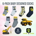 thumbnail image 3 of Peak 2 Peak Unisex Infant, Baby and Toddler 6-Pack assorted Ankle Socks - Designs and Colors(Construction, 12-24 Months), 3 of 3