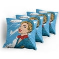 thumbnail image 5 of Ambesonne Travel Throw Pillow Cover 4 Pack, Bon Voyage Stewardess Retro, 20", Multicolor, 5 of 7