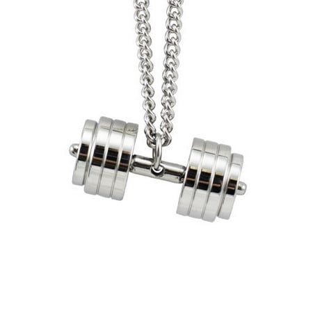 Men's Stainless Steel Stack Plate Dumbbell Necklace-Phil 4:13 by Shields of Strength