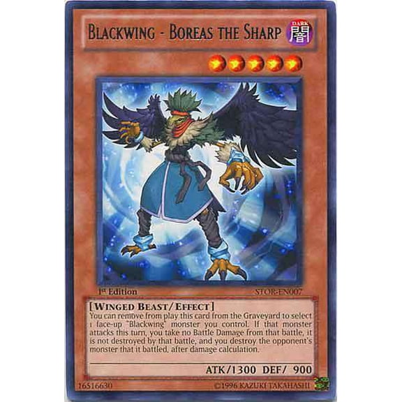 YuGiOh Storm of Ragnarok Rare Blackwing - Boreas the Sharp STOR-EN007