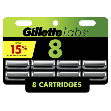 GilletteLabs Razor Blade Refills, 8ct Razor Cartridges, Razor Refills for Men Compatible with GilletteLabs Exfoliating Bar Razor and Heated Razor