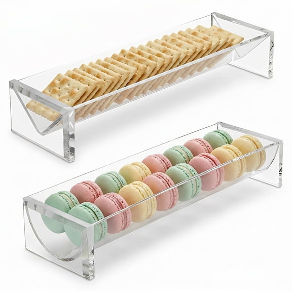 FVKRNYZ 2Pcs Clear Cracker Tray, Cracker Serving Tray, Rectangular Cracker Holder for Serving Trays, Acrylic Cracker Serving Stand for Home, Party & Charcuterie Board Platter