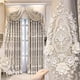 thumbnail image 2 of European Palace Luxury Curtains for Living Room Valance Grey Curtains Double Layer Relief Embroidered Tulle Blackout Curtains, 2 of 5