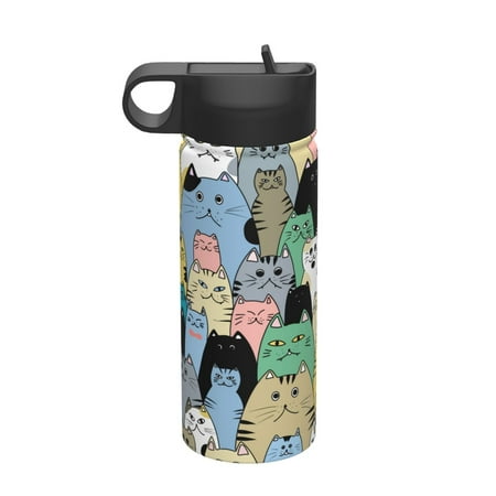 

Adobk Different Cats Print Water Bottle 18oz Sports Insulated Kettle for Cycling Gym Basketball Outdoor Suitable as a Present
