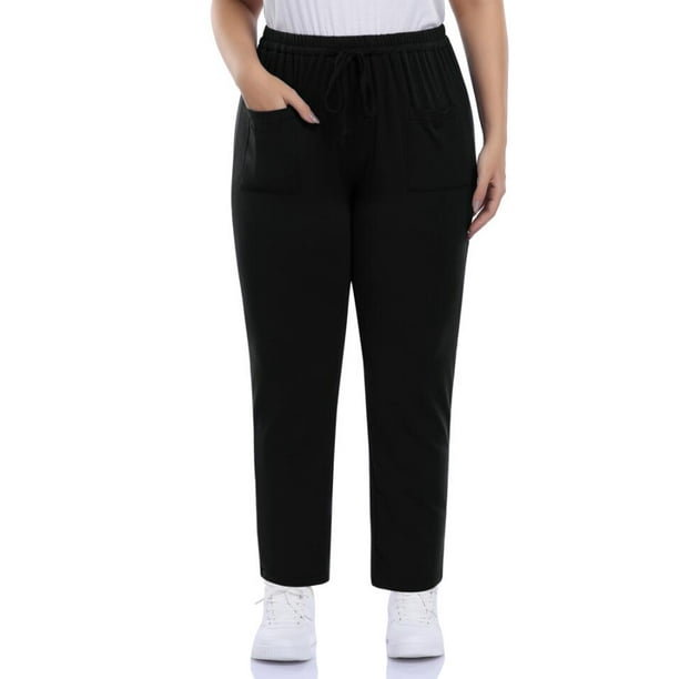 Grande Taille pour Femme Pantalons de Yoga Jogger Taille Haute Pantalons de Survetement Confortables avec Poches Pantalons Longs Bleu Fonce 4XL Walmart