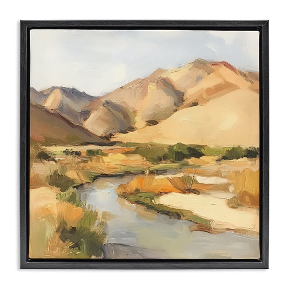 Stupell Industries Southwestern Wispy Desert River Black Floating Frame Canvas Art, 18 x 18, by Petals Prints Design