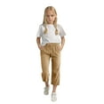 thumbnail image 6 of HAOTAGS Teen Girls Linen Capri Pants, Casual Summer Straight Leg Pants with Drawstring Loose Fit Comfy Beach Pants With Pockets Khaki 6 Years, 6 of 9
