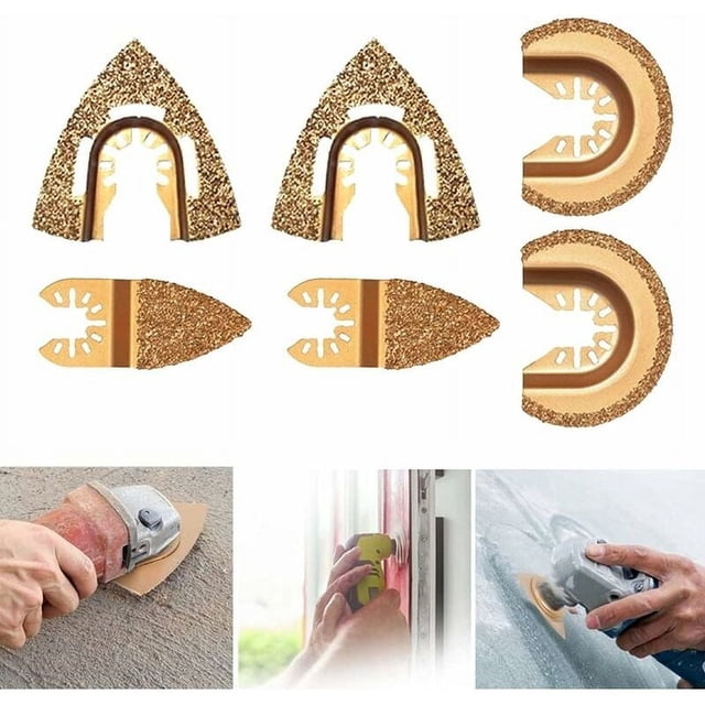 Innovative Universal Carbide Blades for Oscillating Tools, Expert in Stone Grinding & Tile Adhesives Removal, 6-Pack