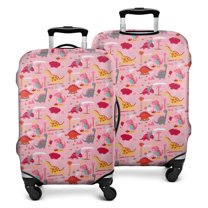 Pink Cartoon Dinosaurs Landscape Pattern Luggage Cover Fashion Suitcase Cover Baggage Covers Fit 25-28 Inch Luggage (Go Travel)