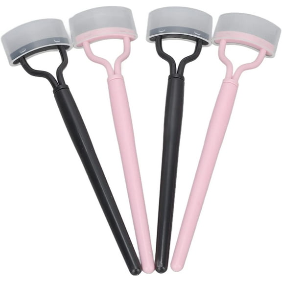 4pcs Eyelash Comb,Arc Stainless Steel Teeth Eyelash Brush with Comb Cover,Portable Mascara Separator Eye Lash Grooming Tool