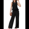 thumbnail image 2 of Conjuntos de Pantalones para Mujer, 2 Piezas, Sin Mangas, Cuello Redondo, Camisetas Sin Mangas, Conjuntos A Juego para Mujer, Cintura Elástica, Pierna Negro L, 2 of 8
