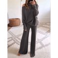 thumbnail image 4 of Women 2 Piece Outfits One Shoulder Knit Sweater Pullovers Wide Leg Pants Sets Sweatsuit Tracksuit Dark Gray XXL, 4 of 8