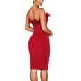 thumbnail image 2 of Liacowi Women's Bodycon Dress, Strapless Sleeveless Feather Trim Solid Color Evening Party Midi Dresses, 2 of 4