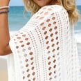 thumbnail image 4 of Womens Bathing Suit Cover up V-neck Hollow Out Knit Split Bikini Cover Up Dresses, 4 of 9