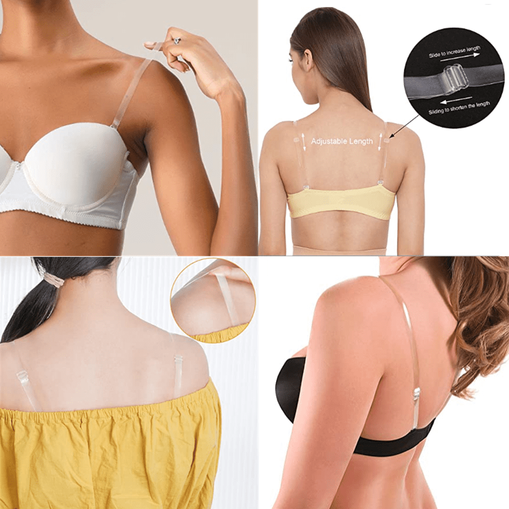 Unique Bargains Abs Non-slip Adjustable Invisible Clear Bra Shoulder Strap  With Stainless Steel Hook Transparent 3 Pair : Target