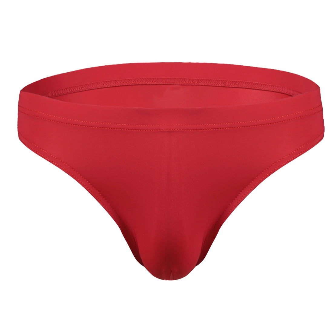 DPOIS Men's Ice Silk Pouch Underwear Bikini Briefs Low Rise Panty Red