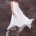 thumbnail image 3 of Mujeres vestido de verano sin mangas O cuello largo Maxi vestidos de lino suelta vestido más ta MABOTO Vestido, 3 of 7