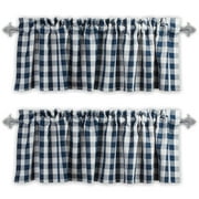 Aiking Home Window Valances - 2-Panels Picnic Checkered Pattern Kitchen Valances with 2.5-inch Rod Pocket for Small Windows, Polyester (56x14 inch, Navy/White)