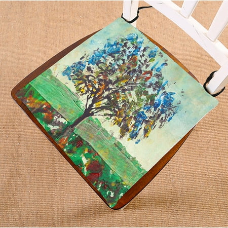 

PHFZK Oil Painting Chair Pad Colorful Tree Tree Art Seat Cushion Chair Cushion Floor Cushion Two Sides Size 16x16 inches