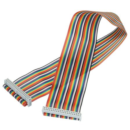 1 Pcs 40 Pin Flat Rainbow Ribbon Cable FC/FC Female Connector 1.64FT 2.54mm Pitch Breadboard Jumper Wires