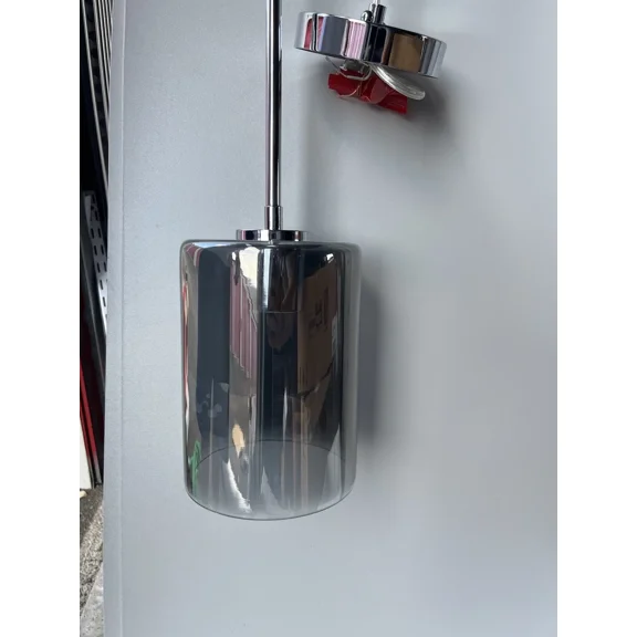 Metal Rod And Cord Pendant Kit Brushed Nickel W/Mirrored Black Shade