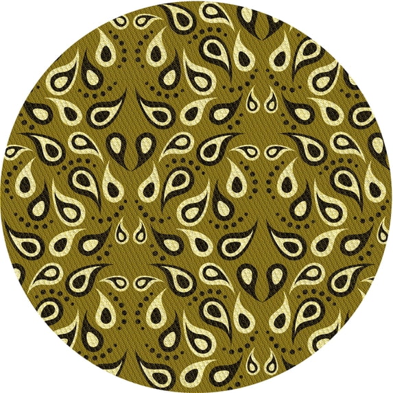 Ahgly Company Machine Washable Indoor Round Transitional Bakers Brown Area Rugs, 3' Round