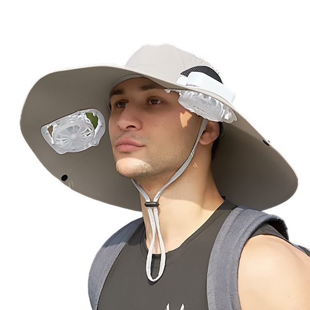 Sombrero solar Byrotson para hombre, con refrigeración de verano, con 2 ventiladores, color gris