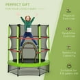 thumbnail image 3 of Outsunny Φ5FT Kids Trampoline with Enclosure Net, Springless, Safety Pad and Steel Frame for Indoor, Toddler Round Bouncer for Age 3 to 6 Years Green, 3 of 9