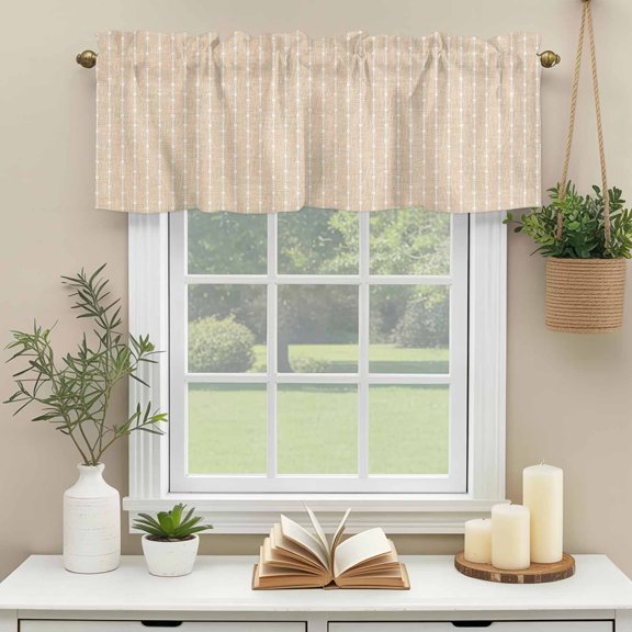 Valances for Windows,Minimalist Dot Striped Kitchen Curtain Valance Short Rod Pocket Panels Seamless Repeat Print Small Window Treatment for Living Room Bedroom Bathroom,54"Wx18"L
