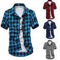 thumbnail image 4 of Mens Casual Plaid Button Down Shirts Short Sleeve Shirt Tops T-Shirt Blouse, 4 of 9