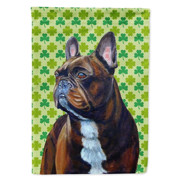 French Bulldog St. Patrick's Day Shamrock Flag Canvas House Size