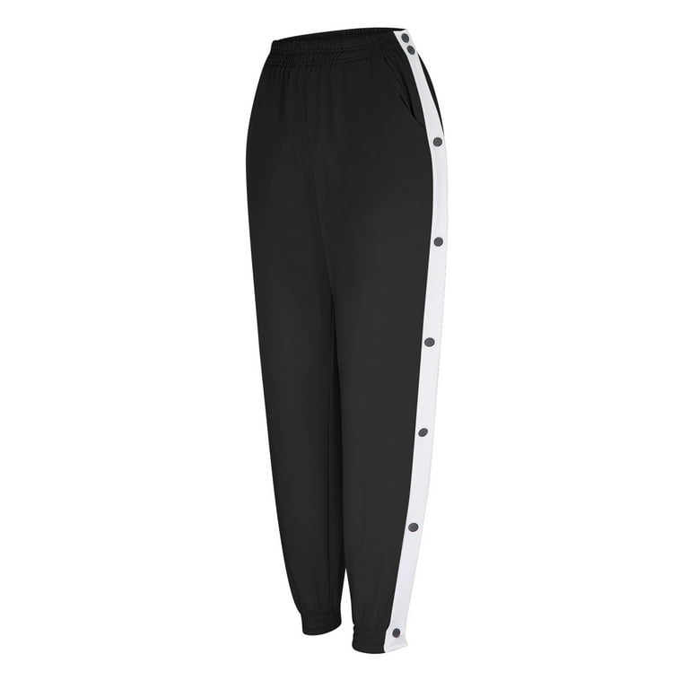 ZMHEGW Women's Tear Away Warm Up Pants Active Workout Tapered Sweatpants  With Pockets 